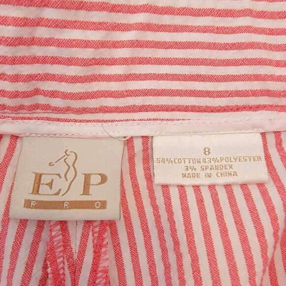 EP Pro Womens Size 8 Pink White Seersucker Golf Shorts Pink Striped 9 in Inseam - Picture 5 of 7